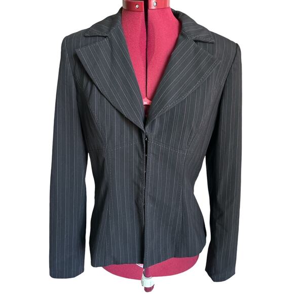 Vintage I.N.C Size 6 Y2K Bratz Style Hook & Eye‎ Blazer Jacket Purple Stripe - Picture 1 of 6